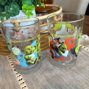 Shrek the Third McDonald’s collectible glasses, set of 2, EUC, see photos.